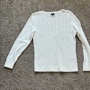 Talbots Cream Cable-Knit Button-Shoulder Sweater